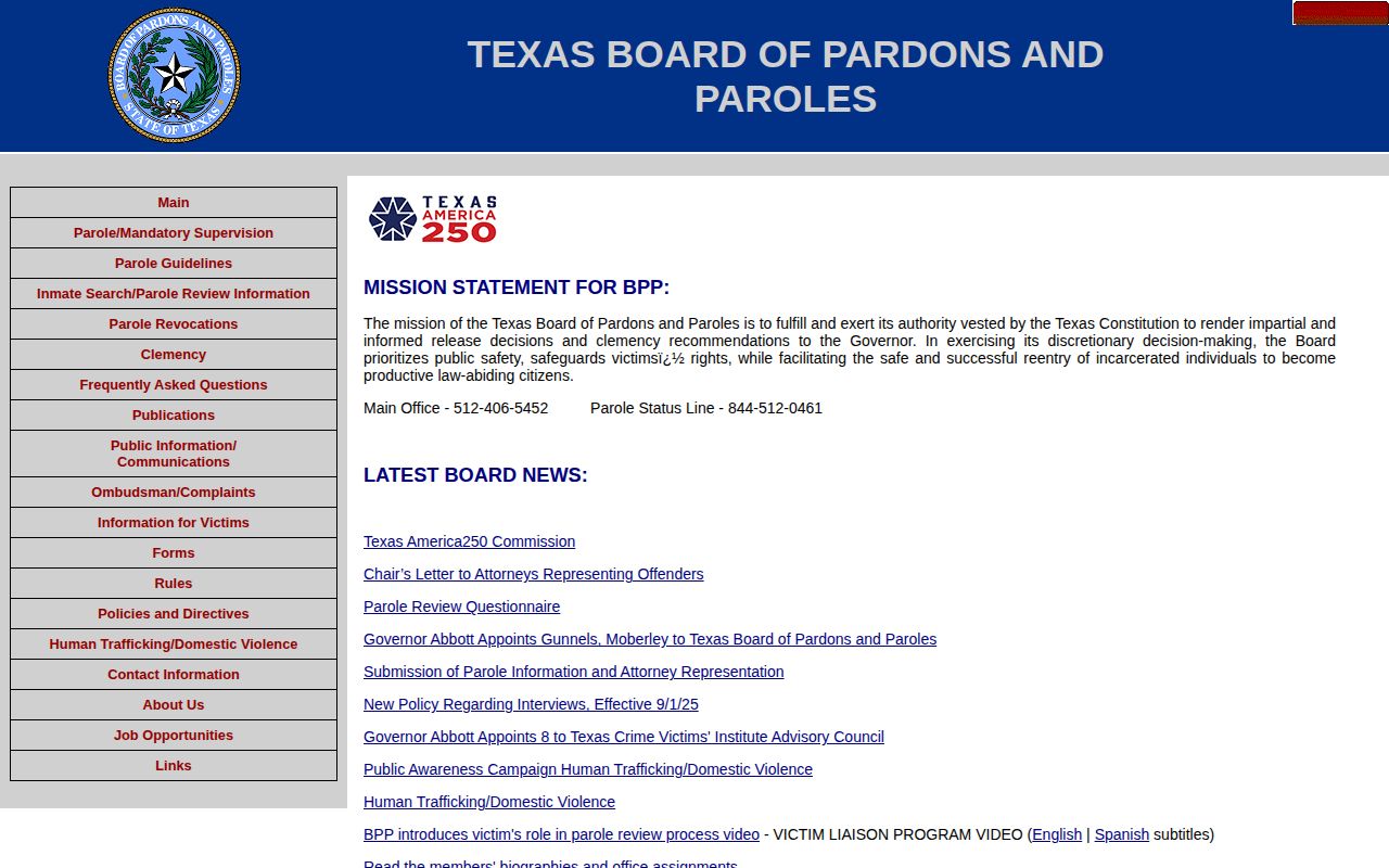 Texas Board parole status source for Haskell County post-release supervision