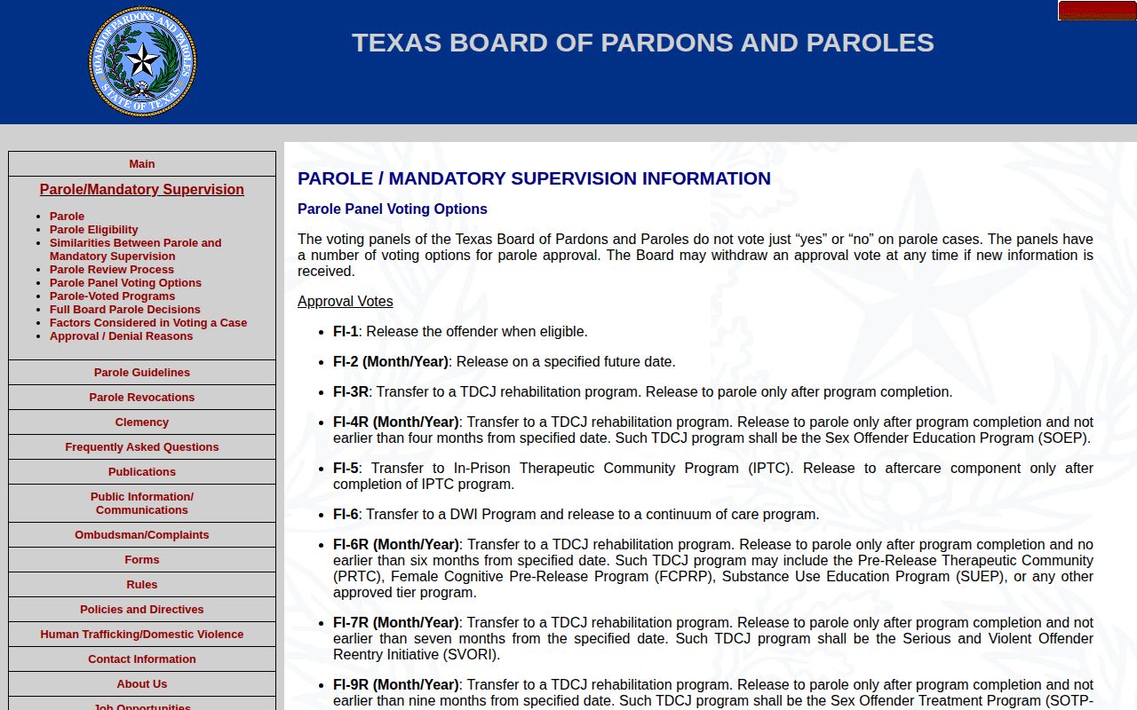 Texas parole vote options used to interpret Haskell County supervision status