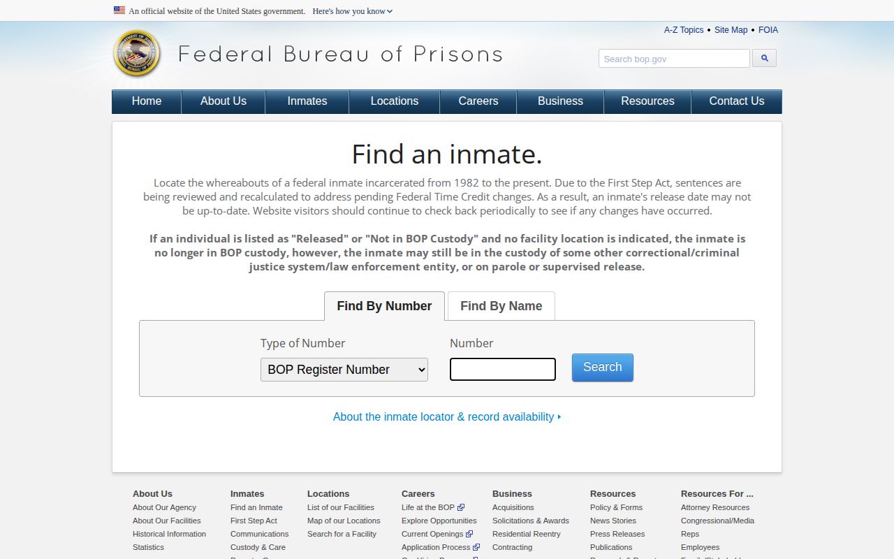Federal Bureau of Prisons release locator for a Haskell County-connected inmate