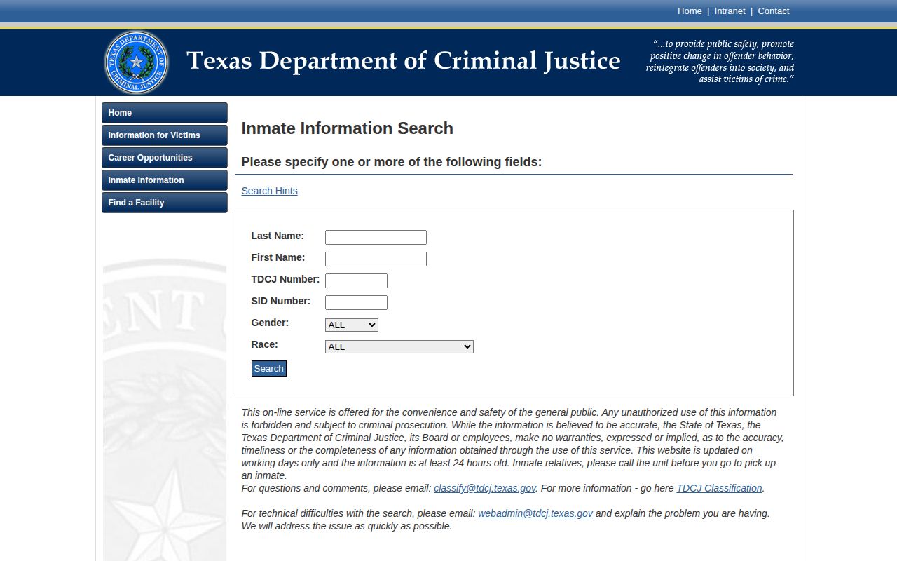 TDCJ current offender search for Haskell County release records