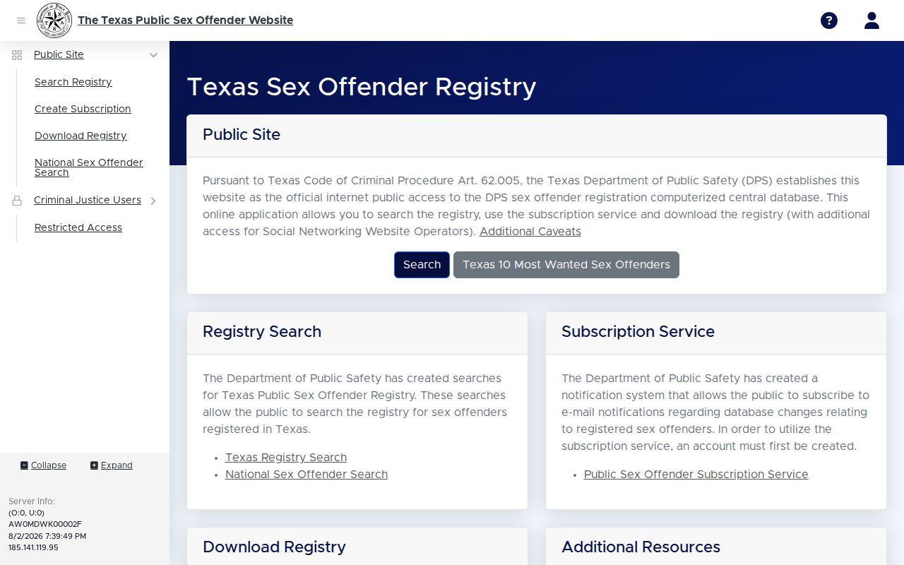 Haskell County released inmate mugshot limited DPS registry channel